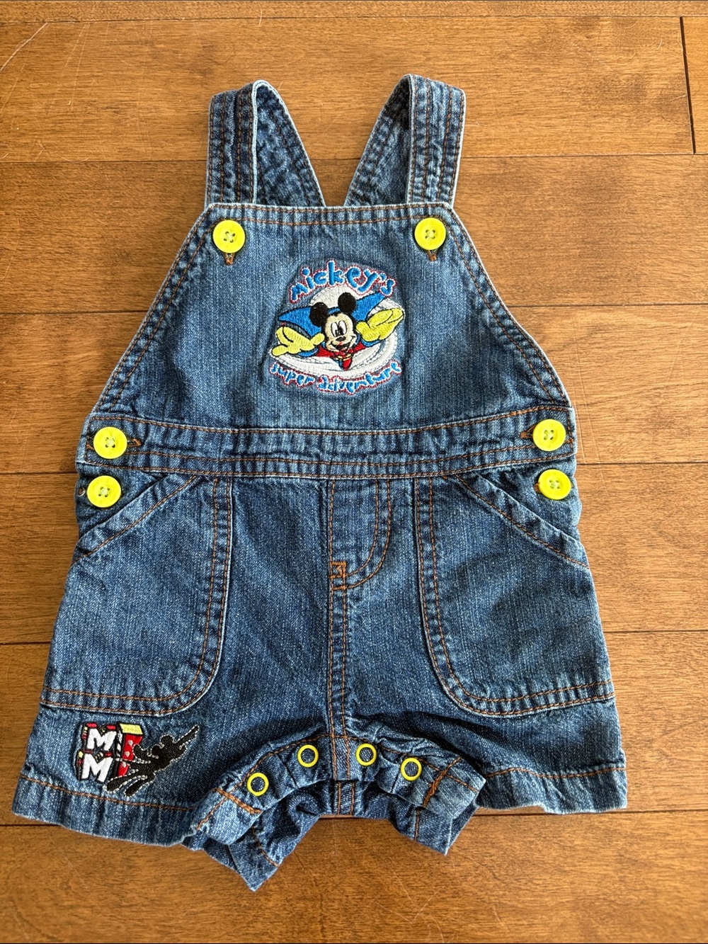 Denim Mickey Mouse Baby Overalls - Blue